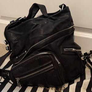 L.A.M.B. Black Leather Bag with Silver Details